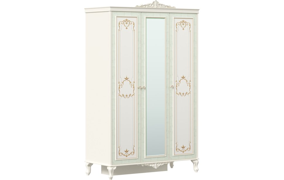 Луиза Шкаф трехстворчатый с зеркалом (Алебастр)