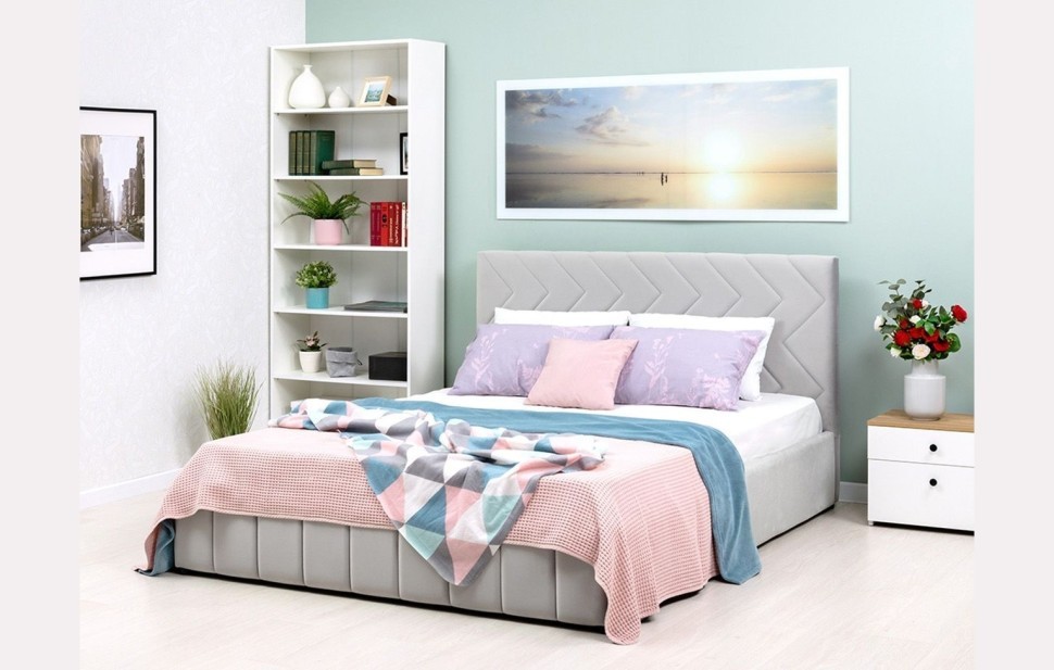 Милана кровать 160 Tenerife silver (светло-серый)