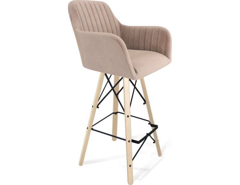 Стул барный Sheffilton SHT-ST38-1/S80 латте/прозрачный лак/черный муар