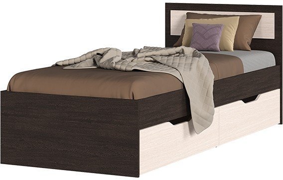Кровать Гармония КР 607 с ящиками (852х780х2032) венге/белфорт