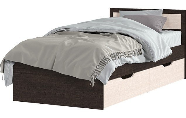 Кровать Гармония КР 608 с ящиками (952х780х2032) венге/белфорт