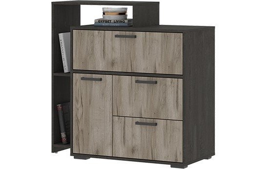 Эдинбург Комод КМ-01 (1002х988х450) дуб крафт серый/железный камень