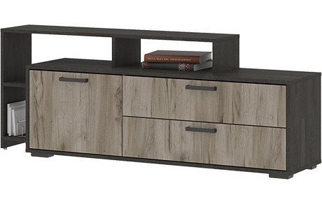 Эдинбург Тумба ТВ ТБ-02 (1502х568х350) железный камень/дуб крафт серый