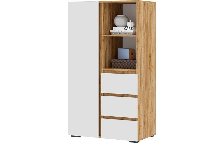 Хелен ШК 03 Шкаф (802х1414х460) белый/дуб крафт золото