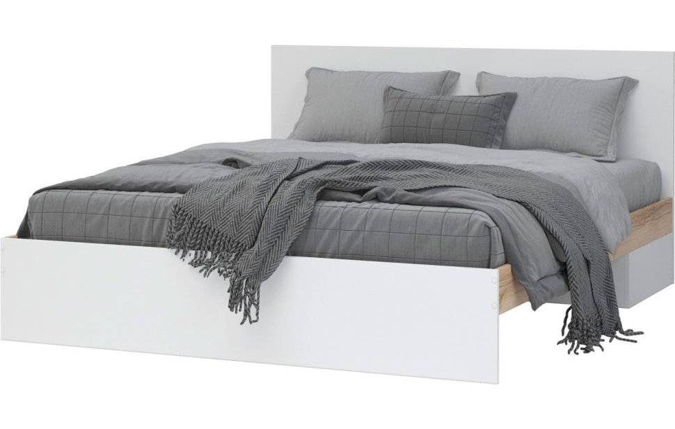 Юкки КР 1600 Кровать 160x200 Дуб делано/Белый