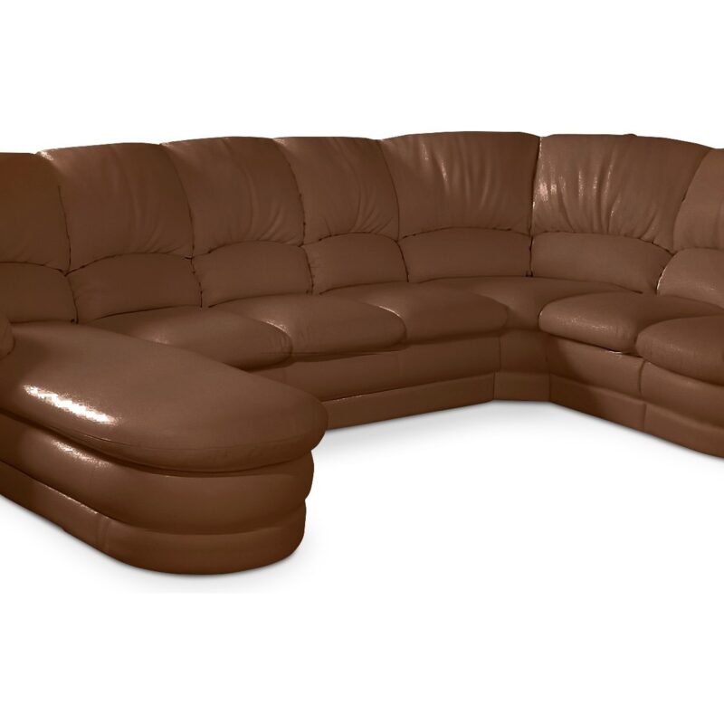 Большой диван Оберон с круглой секцией и оттоманкой Galaxy Brown