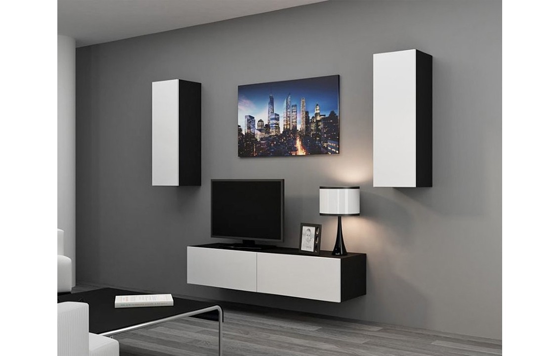 Гостиная Виго 7 Белый Фасадный 0101 / Черный 0190